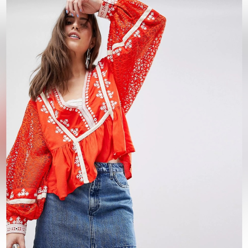 Free People Boogie All Night Print Blouse